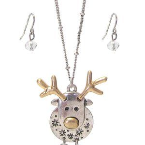 Steampunk Reindeer Necklace and Earring Set